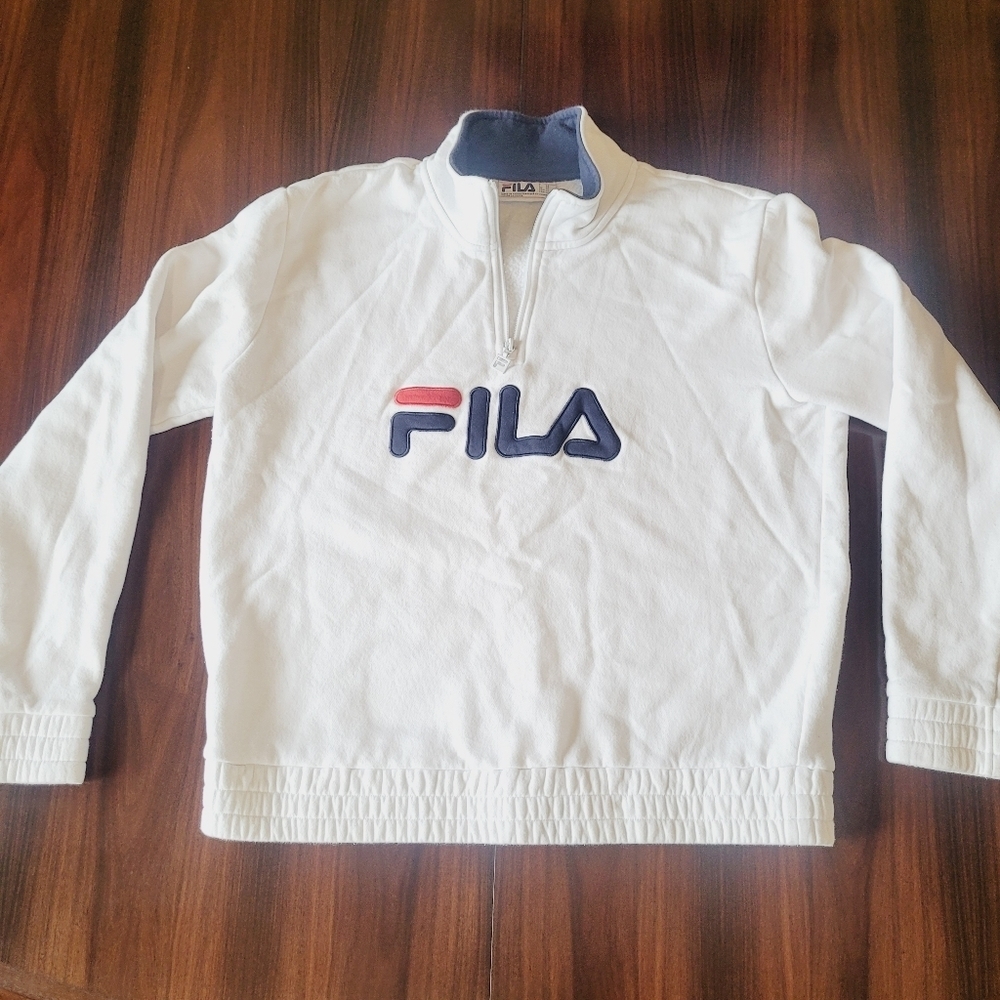 Vintage White Fila Pullover SweatShirt Size XLarge - Picture 1 of 6